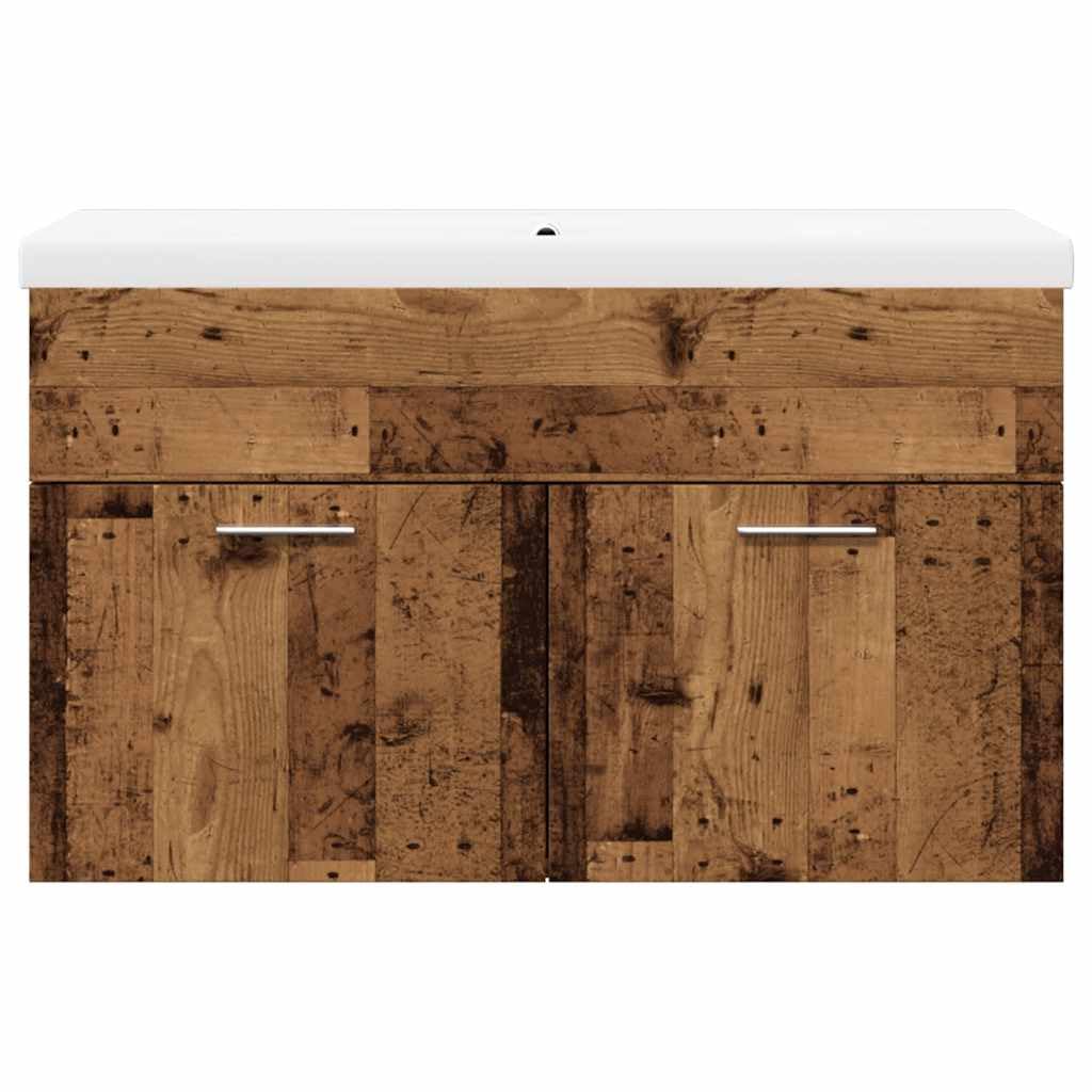 2-TLG. Badmöbel-Set Altholz-Optik Holzwerkstoff mit Hochschrank
