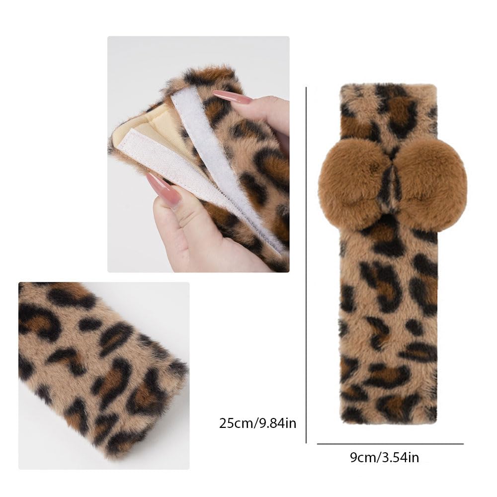 2 Pack Seat Belt Cover Pad Cute Plush Leopard Print Seatbelt Covers Seatbelt Shoulder for More Comfortable Driving — view 3