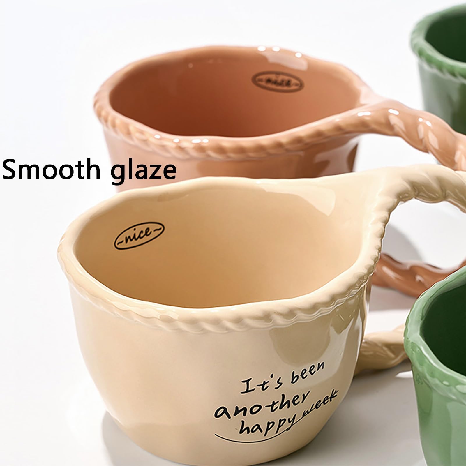 300ml / 10oz Taza Ceramica, Tazas Divertidas, Diseño con Asa Grande, Creativa y Práctica, Apta para Lavavajillas, Ideal para La Oficina, El Hogar o como Regalo(Pink)