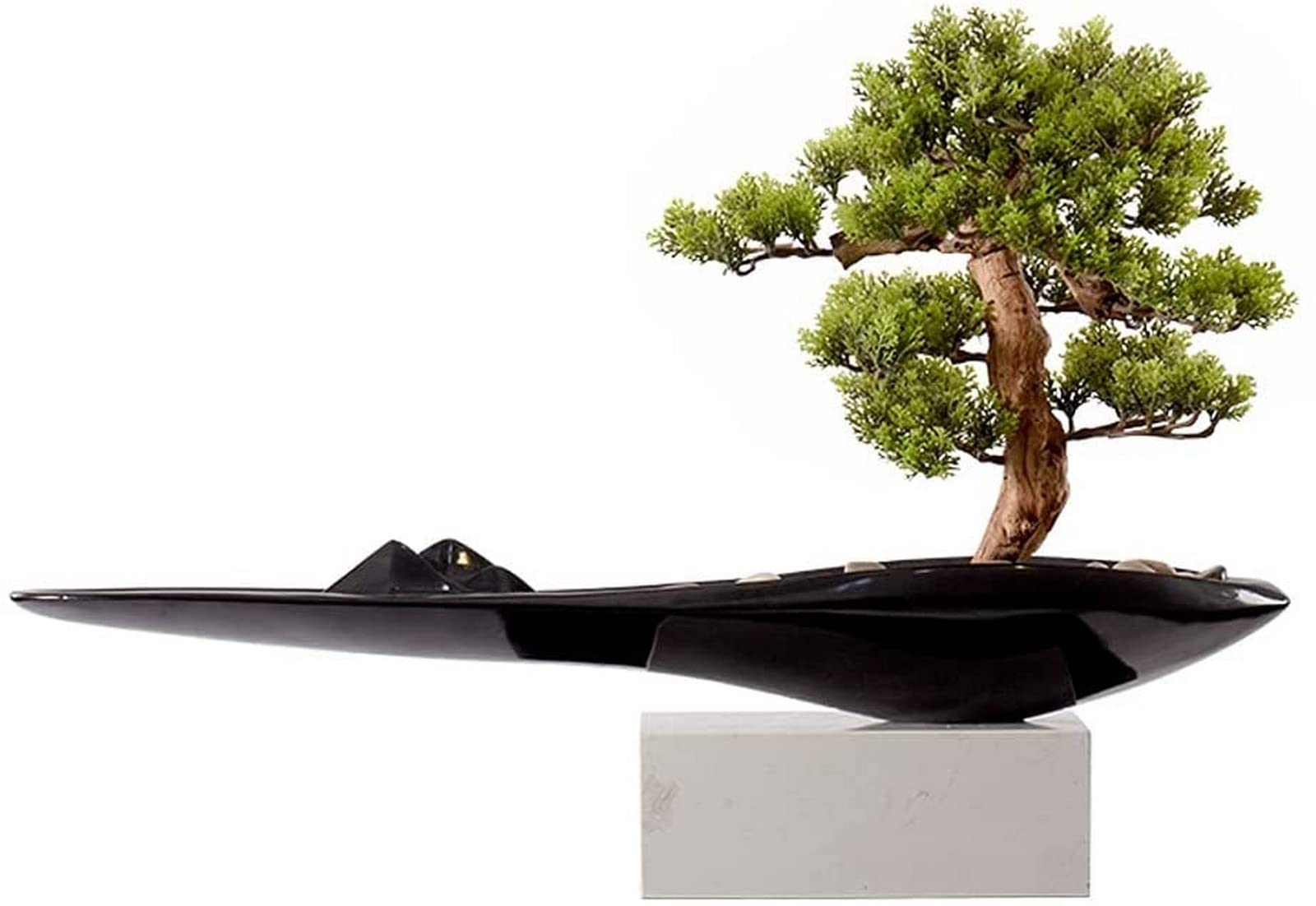 AYCDL Artificial Bonsai Tree Simulation Pine Tree Fake Green Plant Bonsai Welcome Pine Suitable For Indoor Porch Hotel Front Desk Decor Potted Tree Artificial Desktop Decor Orn