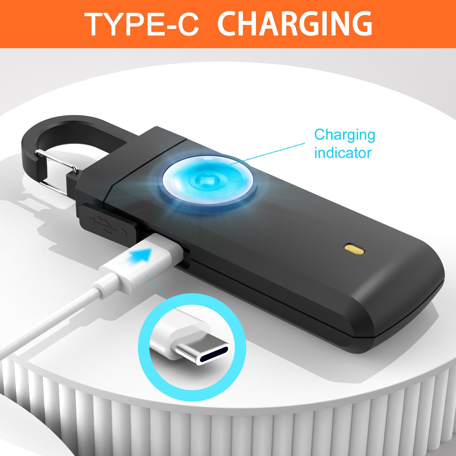 LockRing V1 – L’Alarme Qui hurle pour Vous défendre Alarme personnelle 130 DB avec lumière stroboscopique LED, Rechargeable USB-C, compacte et Portable pour Femmes et Hommes