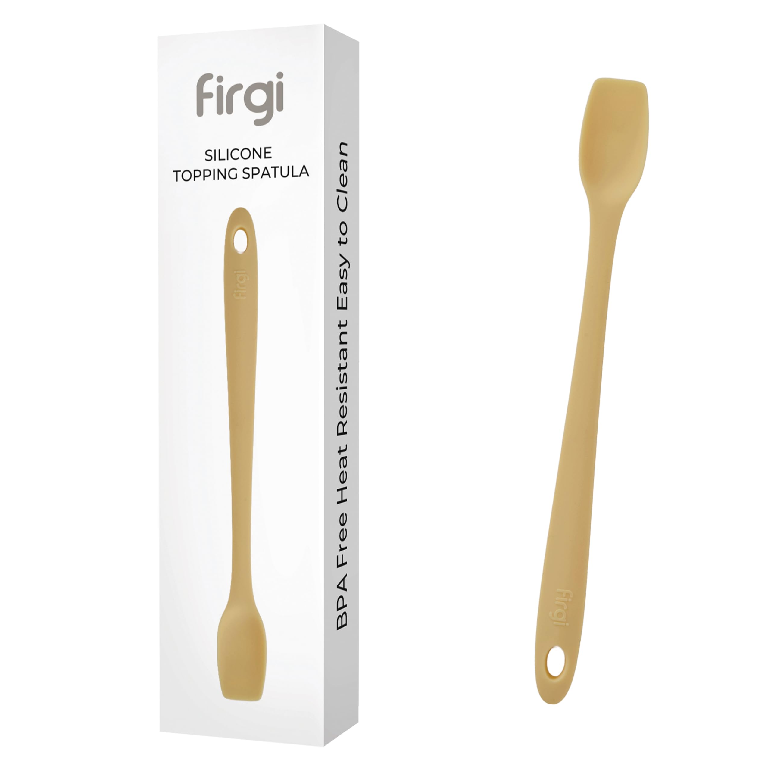 Firgi Platinum Silicone Topping Spatula for Cooking – BPA Free Heat Resistant Cooking Utensils for Non Stick Pans – One-Piece Spoonula for Baking, Mixing & More – Kitchen Scraper 10.7” Yellow