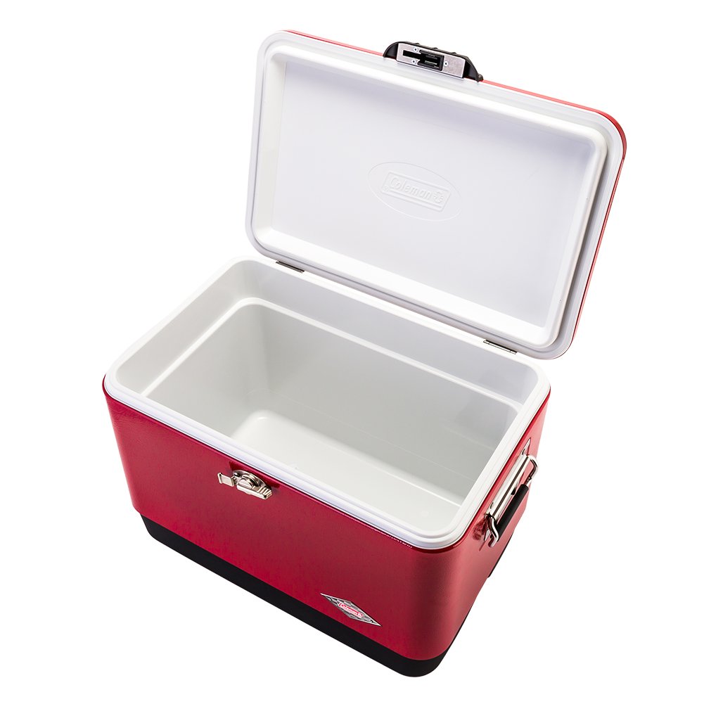 コールマン Coleman クーラーボックス 54QT スチールベルト レッド Amazon | コールマン(Coleman) スチールベルトクーラーボックス 51L