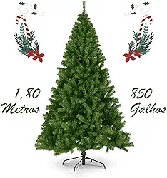 Arvore de Natal Luxo Verde 1.80 Metro de Altura 850 Galhos Base Metálica Decoração Natalina Elegante Decoração de Casa Tradicional