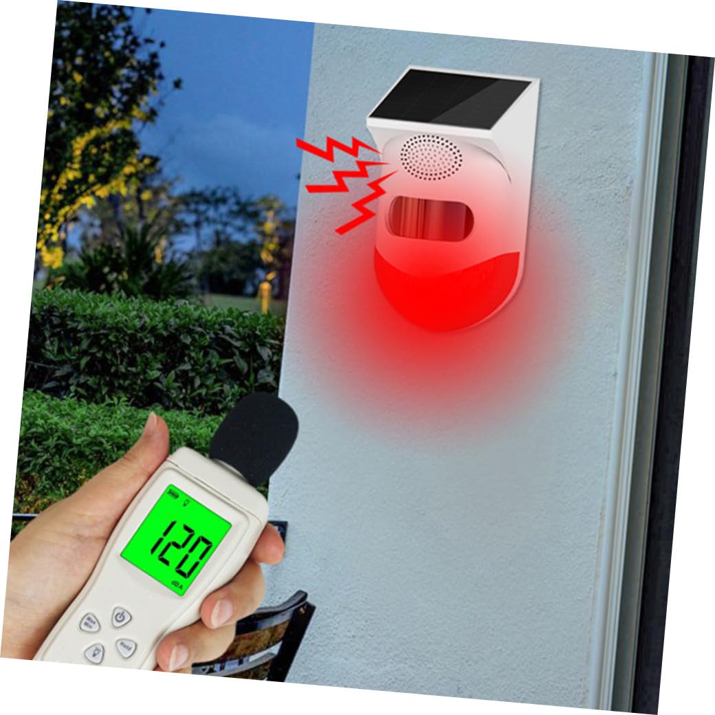 Gadpiparty 1pieza Detector De Alarma Exterior Solar Sensor De Movimiento Alerta Sonora y Visual para Seguridad y Áreas De Construcción