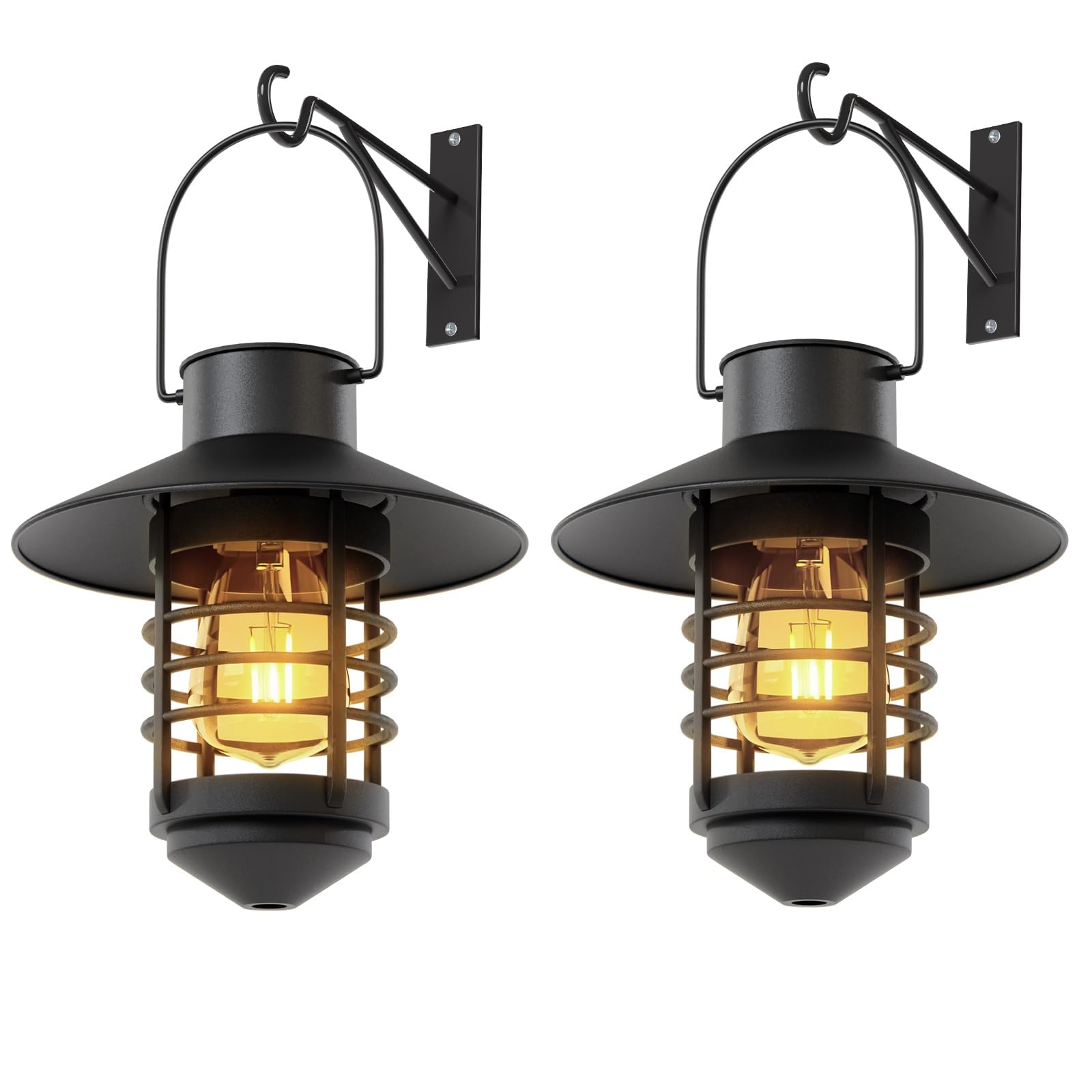 2 sztuki lampionów solarnych, wodoodporne, wiszące lampy LED na zewnątrz z mocowaniem ściennym, solarne dekoracyjne lampiony do dekoracji ogrodu, prezenty dla kobiet, mamy, babci, 2 szt