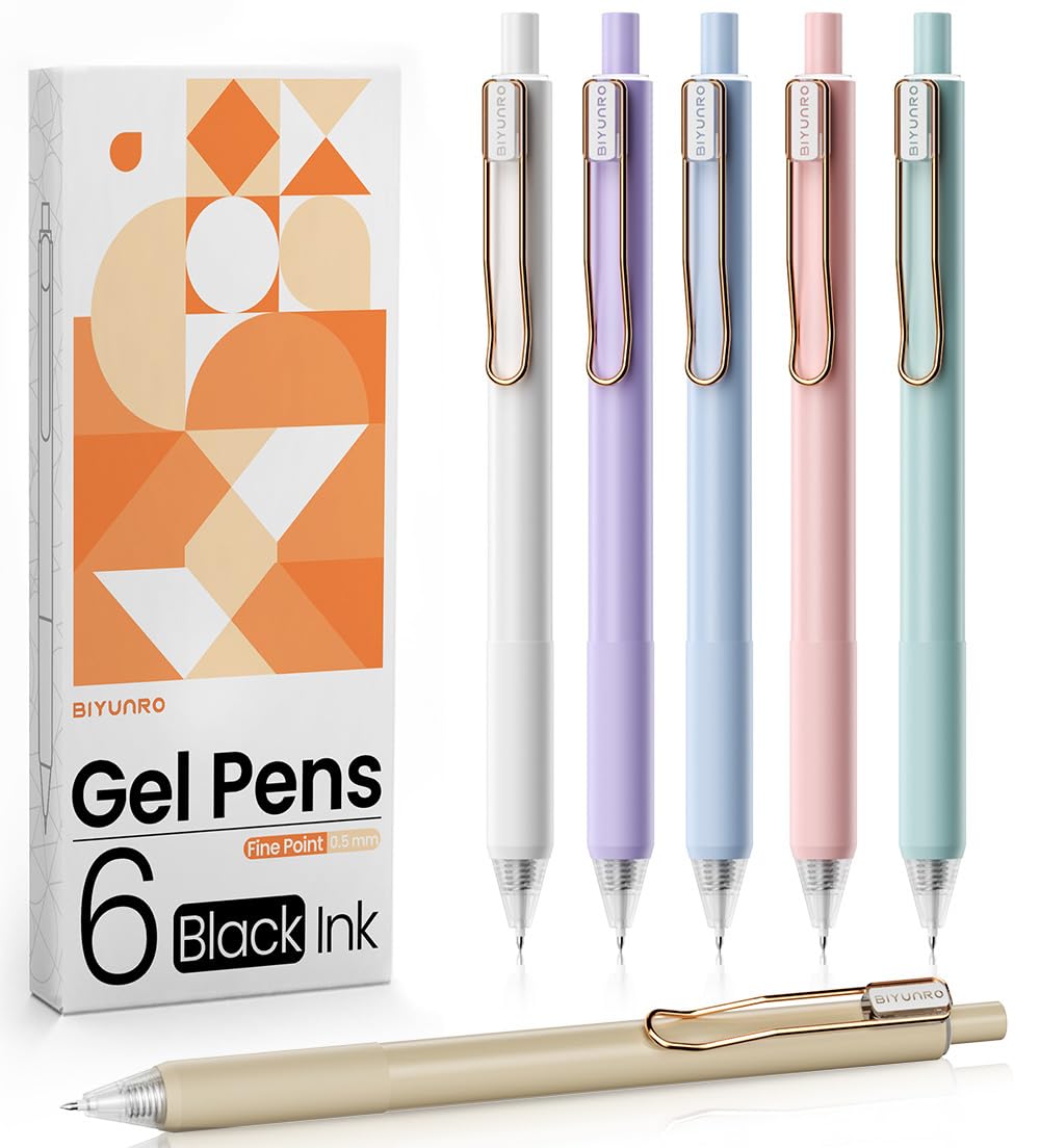 Gel Pens - Black Ink 4pcs 0.5 mm Fine Point Smooth Writing Pen, Office School Supplies