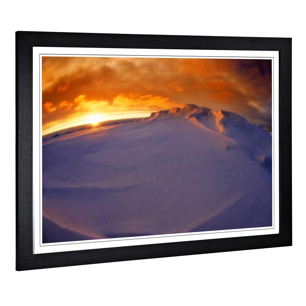 Big Box Art Framed Print of Landscape Arctic Glacier (1) Design | Wall Art Picture | Home Decor for Kitchen, Living, Dining Room, Bedroom, Hallway, Office, Black, A2 / 24.5x18 Inch / 62x45cm