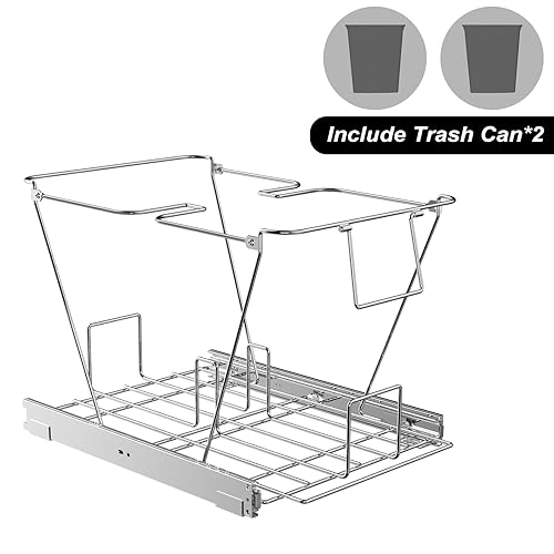 Miniatura 8 de ROOMTEC Cubo de basura extraíble debajo del gabinete, estante de basura ajustable deslizante para cocina, organizadores de debajo del fregadero,