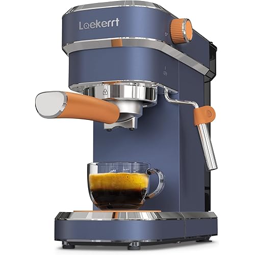 Laekerrt Espresso Machine, Expresso Coffee Machines, 20 Bar Cafetera Espresso with Milk Frother Steam Wand for Home, Compact Small Stainless Steel Coffee Maker for Latte and Cappuccino, Blue