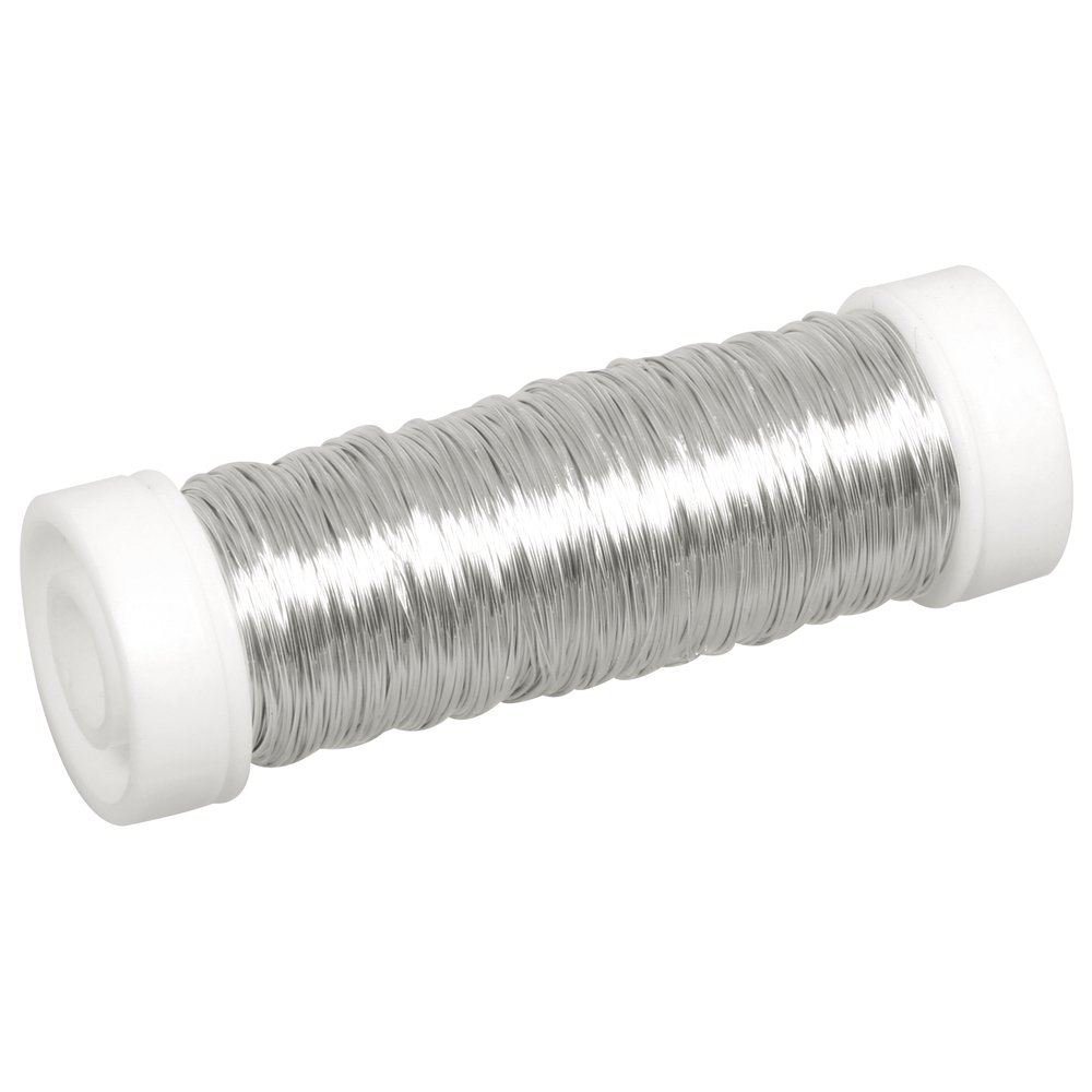 Rayher 2405522 Schmuck-Häkeldraht, silber, 0,30 mm ø, Spule 50 m, Schmuckdraht, farbig lackierter Kupferdraht, zum Basteln von Schmuck und Edelsteinbäumchen