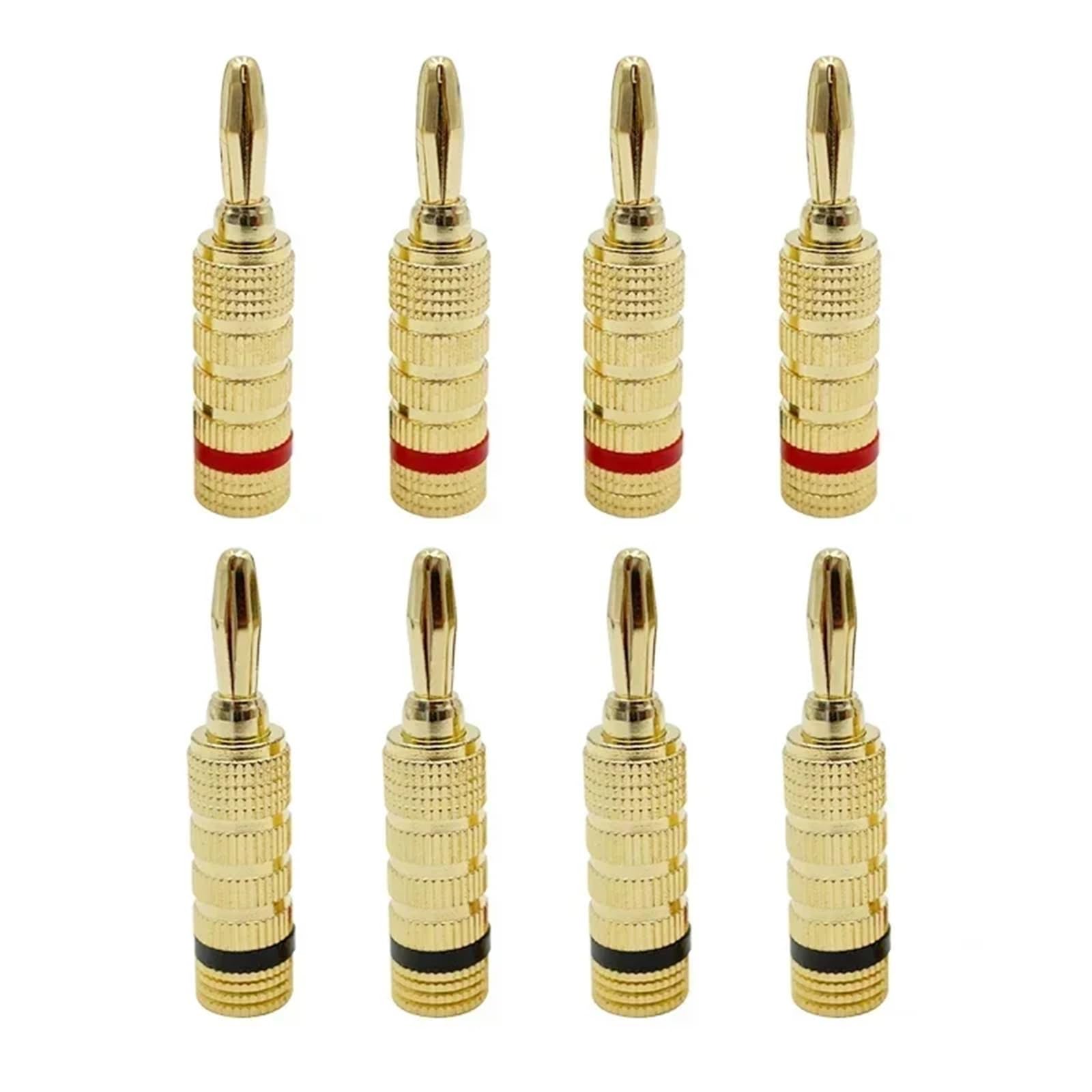 8 sztuk 4 mm kabel bananowy przewodowy głośnik Adapter platerowany kabel głośnikowy szpilki złącza pozłacane (4 czerwony 4 czarny)