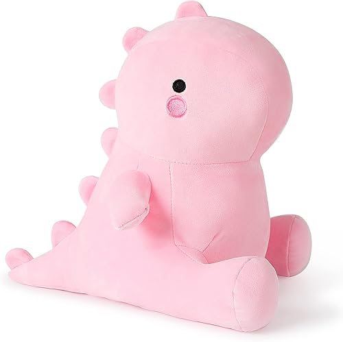 Ditucu Lindos animales de peluche de dinosaurio, muñecos de peluche suaves de dinosaurio, regalos de cumpleaños para niños y niñas, color rosa, 10