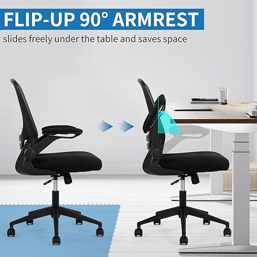 Miniatura 7 de BLKMTY Silla ergonómica de oficina para el hogar, silla giratoria de malla transpirable, silla de escritorio con soporte lumbar, silla de