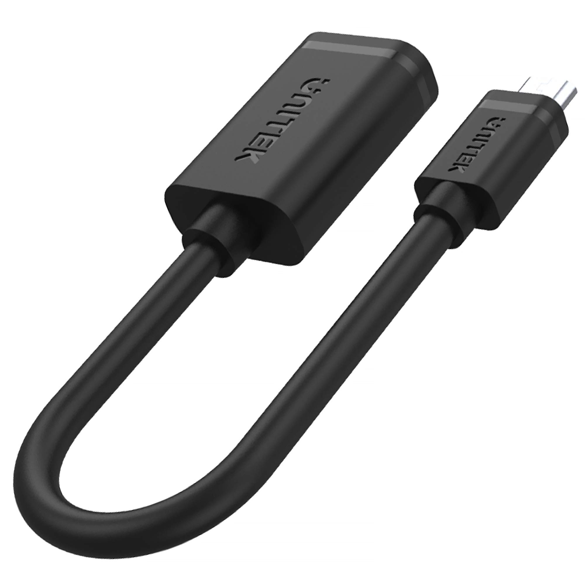 UNITEK Kabel micro USB OTG │ gniazdo USB na microUSB On-the-Go adapter do smartfonów, tabletów │ 480 Mbps, 20 cm długości, czarny │ kompatybilny z Samsung Galaxy S6 S7 Edge, Tab 3, Huawei P9/P10 Lite