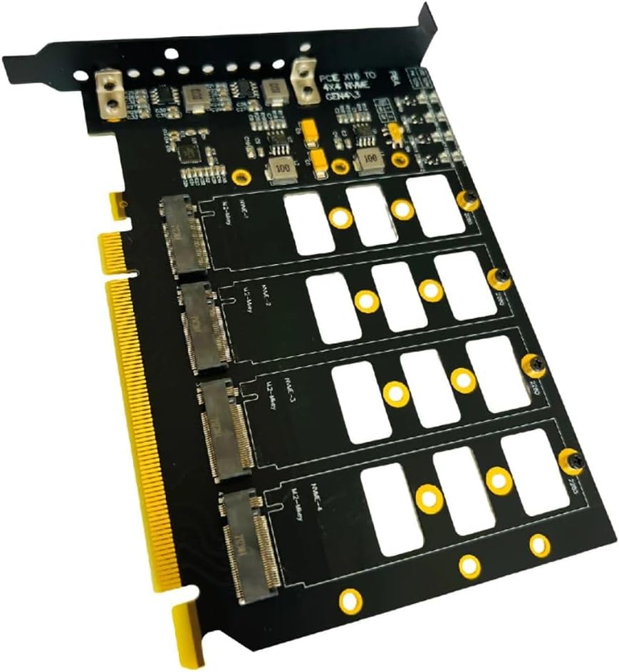 PCI-E 4.0 4x4 to M.2 4-Bays Expansion Card for M.2 NVMe Solid State Drive 2242 2260 2280 SSD PCIe X16 4.0 Gen 4 Adapter Card