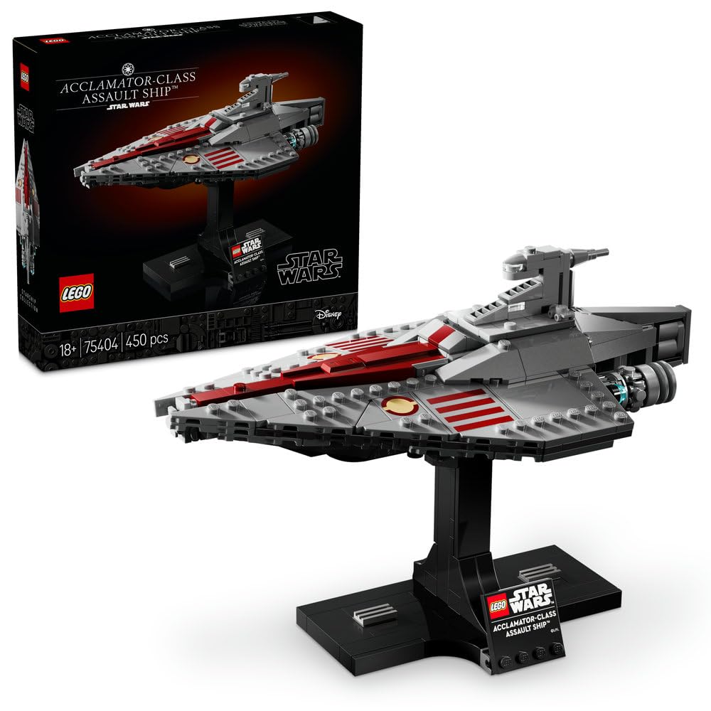 LEGOStar Wars 75404 Acclamator-Class Assault Ship, Collectible Starship Model Building Set with a Display Stand, Birthday Gift Idea for Teenage & Adult Fans of Attack of The Clones