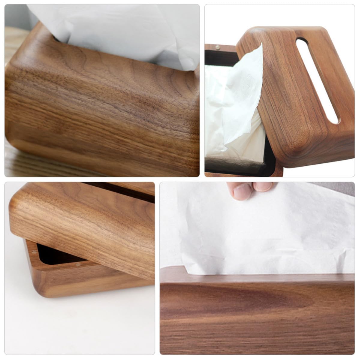 Legno Scatola Porta Fazzoletti Marrone per Tavolo, Ufficio