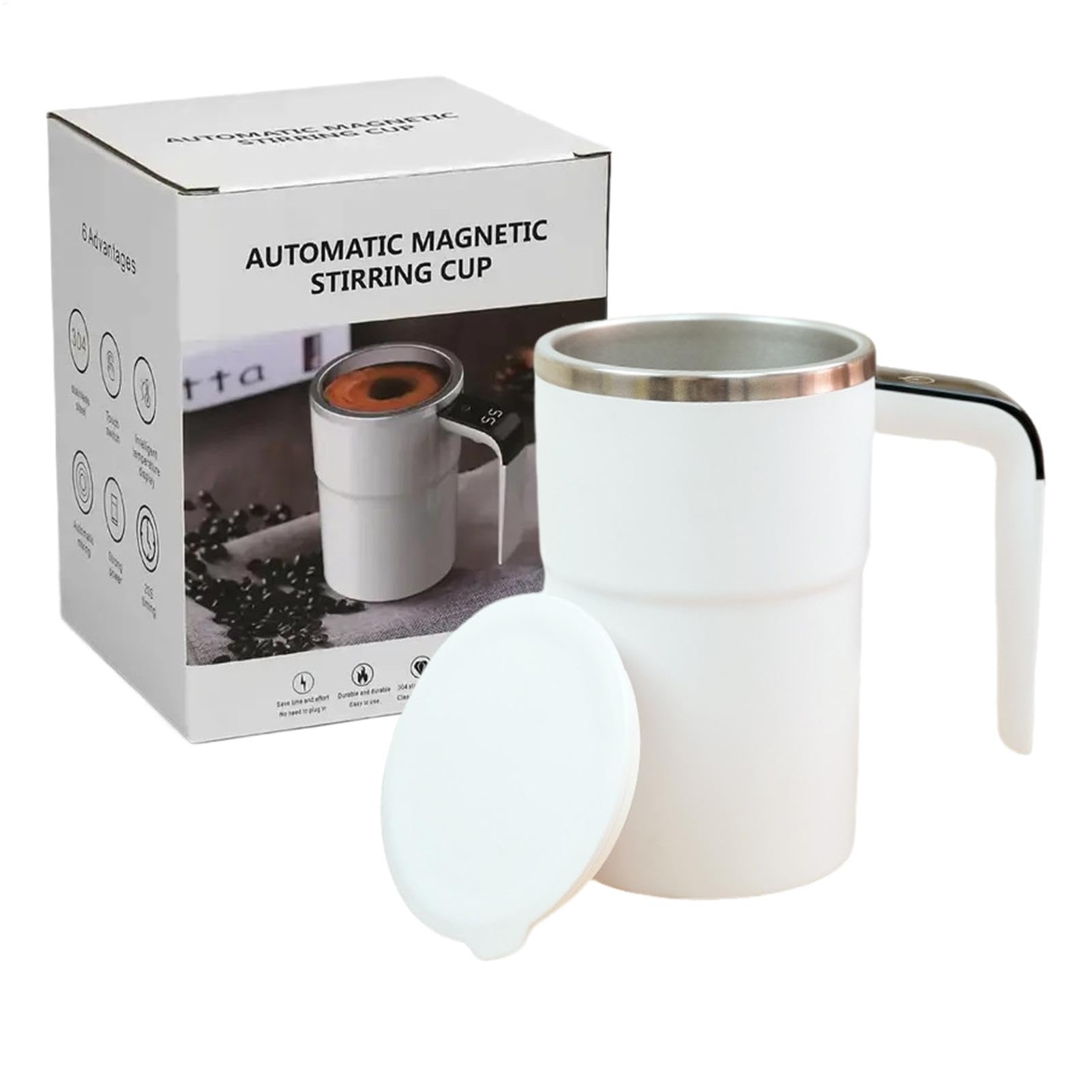 Mug mélangeur magnétique pour chocolat chaud et protéines au bureau ou à la maison