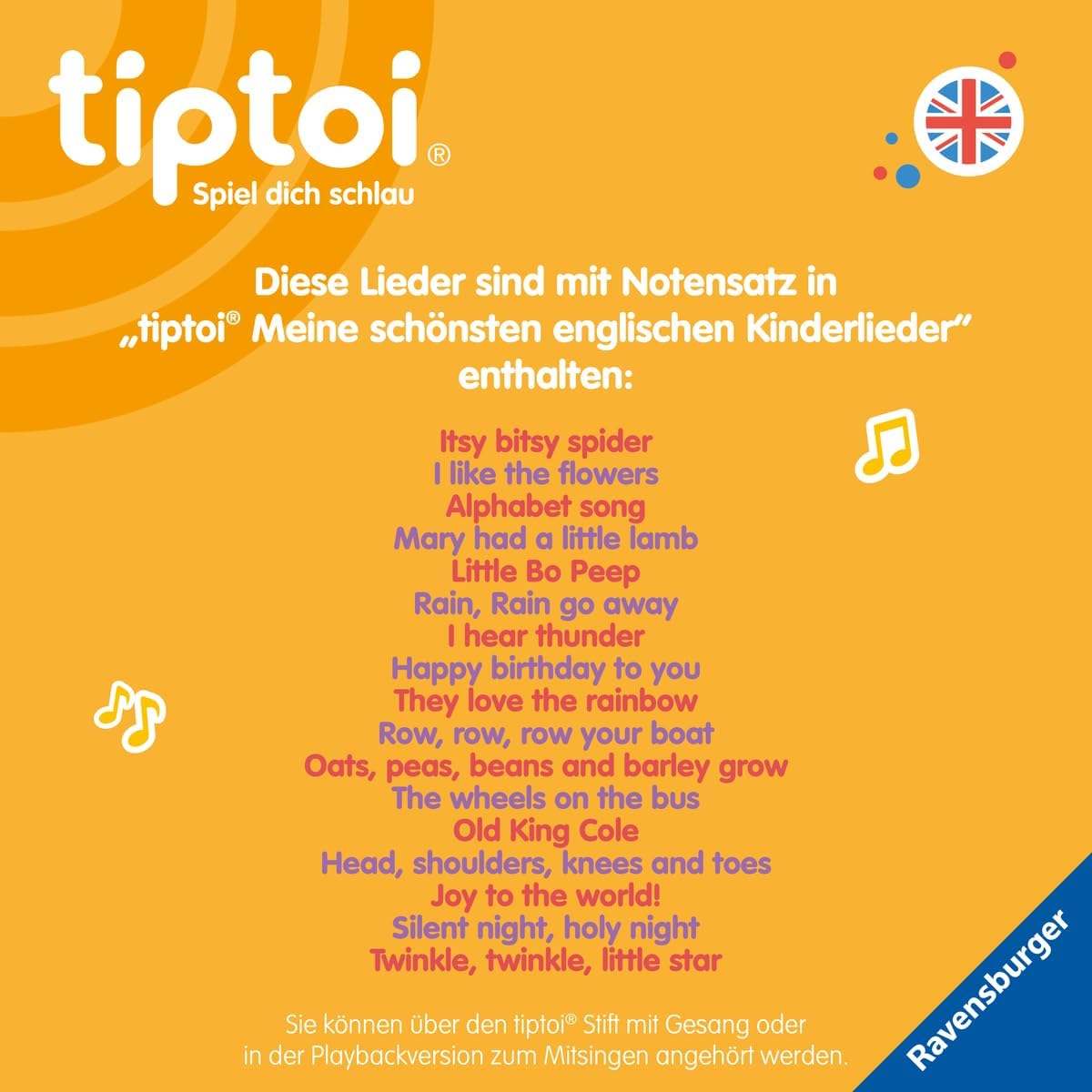 Ravensburger - Livre de musique interactif tiptoi® - Mes plus belles chansons de Noël - avec carte du monde pour enfants