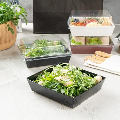 Miniatura 8 de Matsuri Vision - Bandejas de sushi de 5 x 4.4 x 1.4 pulgadas, 100 cajas de embalaje de sushi a prueba de grasa, tapas se venden por separado,