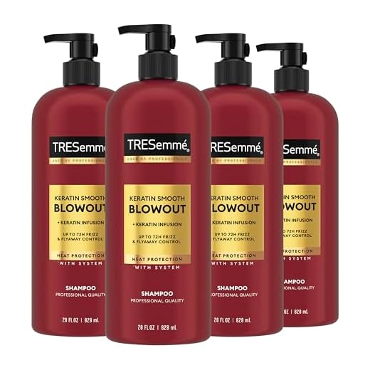 TRESemmé Shampoo 4 Pack Keratin Smooth Transforming Unruly Hair, Formulated with Lamellar-Discipline, 28 Fl Oz