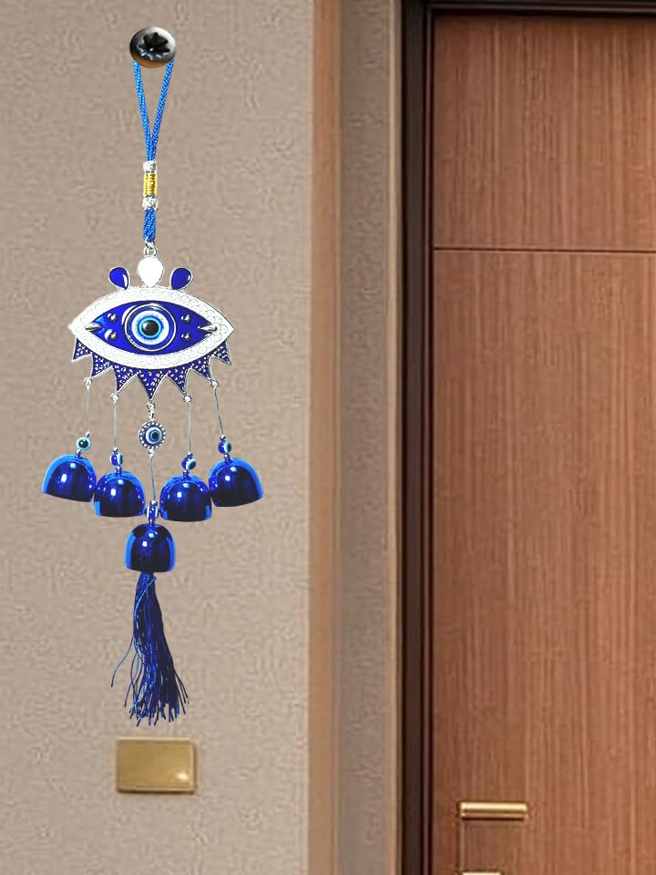 Image of Decorative Wind Chime for Home | Wooden House with Bells Colourful Beads | Positive Energy Balcony Living Room Hall Garden Home Decor (MK- WH)