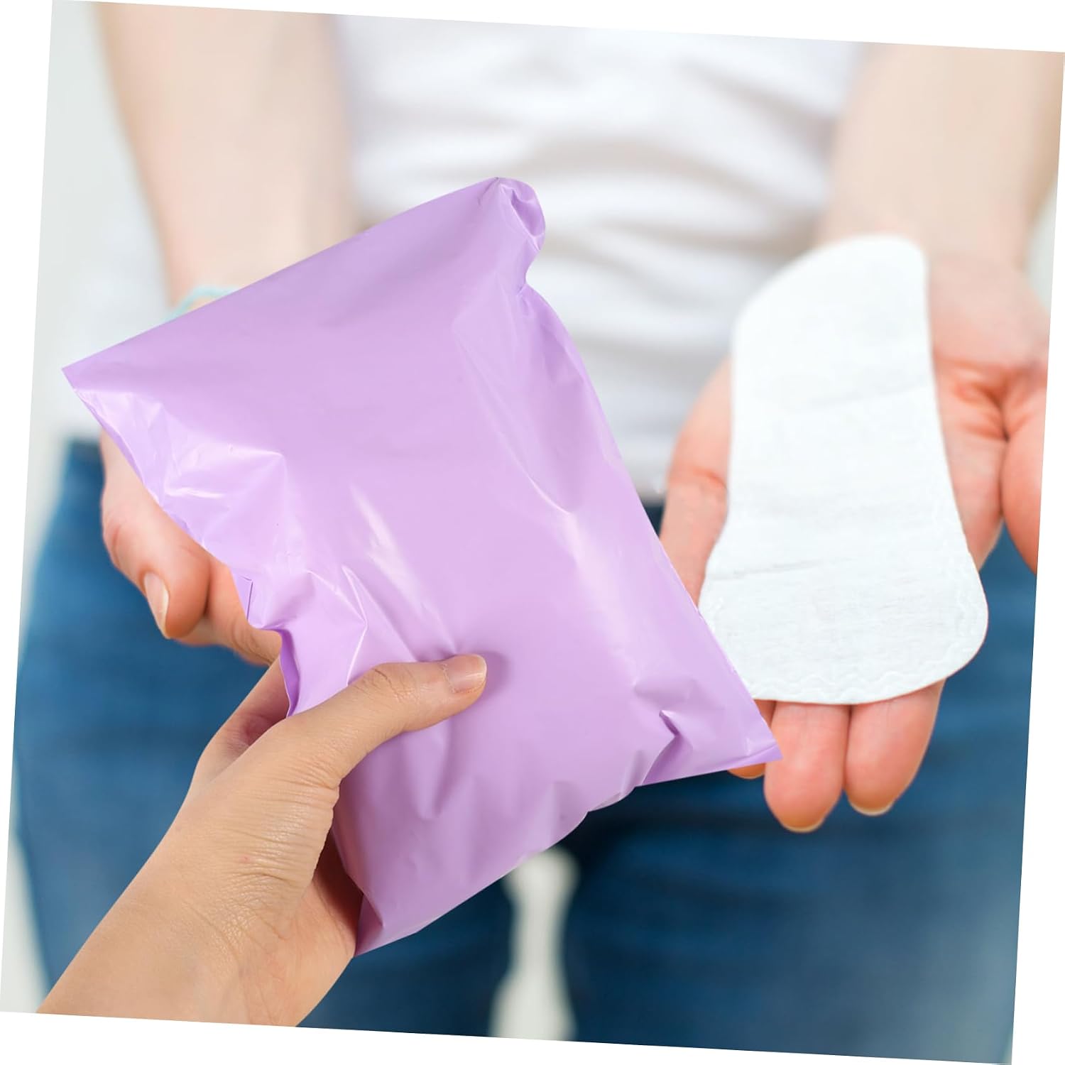 Sanitary Pad Disposal Bags Purple Plastic 100pcs Self Sealing
