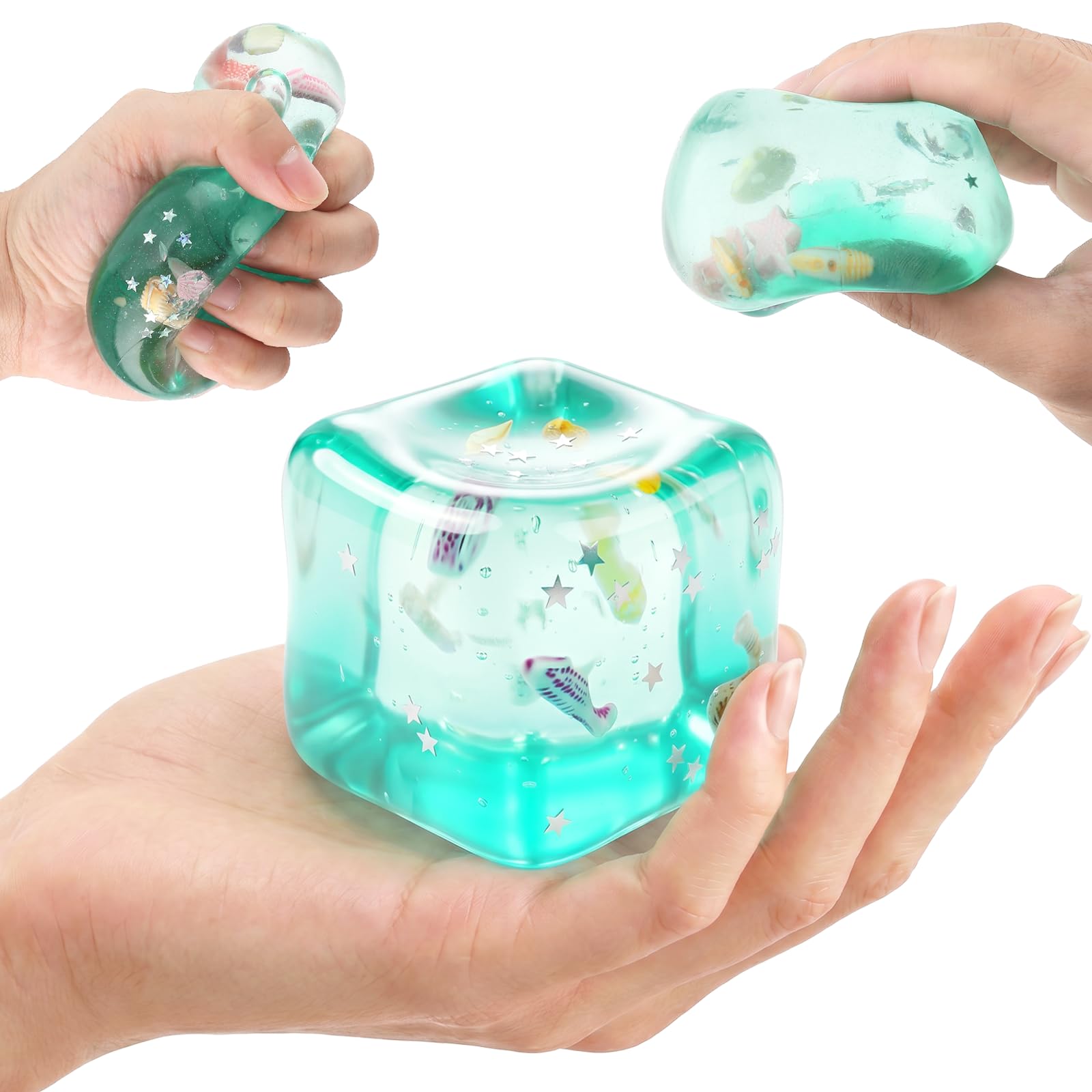 RZCOMP Ice Cube Squishy Ocean Shells Squishy Cube Squeeze Toy,Slow Rise Squishies Ice Cube Stress Ball Gift for Adults & kids 5.5CM