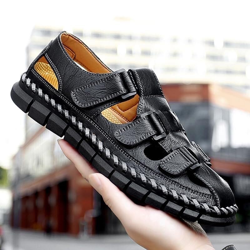 Mens Leather Sandals for Men Closed Toe Men's Hiking Summer Slippers Casual Dress Shoes4