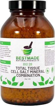 Bestmade Total Tissue Cell Salt Mineral Combination BIO28 - Helps Your Body Absorb and Use Nutrients, Increases Energy Levels, Helps Improve Sleep Patterns, Overall Health and Vitality, Pellets, 400g