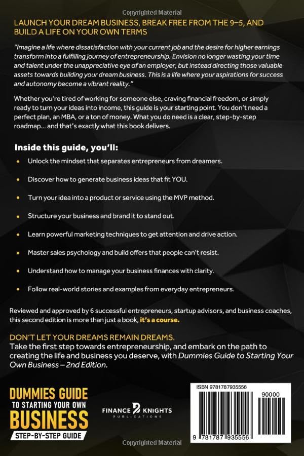 Dummies Guide to Starting Your Own Business – 2nd Edition: How to Launch and Scale Your First Successful Small Business in Record Time. Master Key Strategies, Minimize Risks & Dominate Your Market image 2 of 2 1787935558