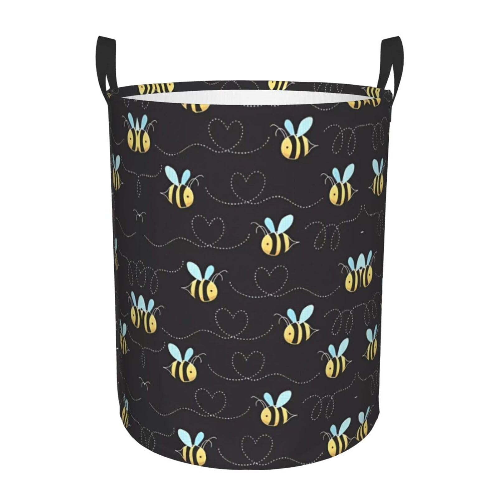 S Collapsible Cartoon bumblebee Print Circular Hamper Round