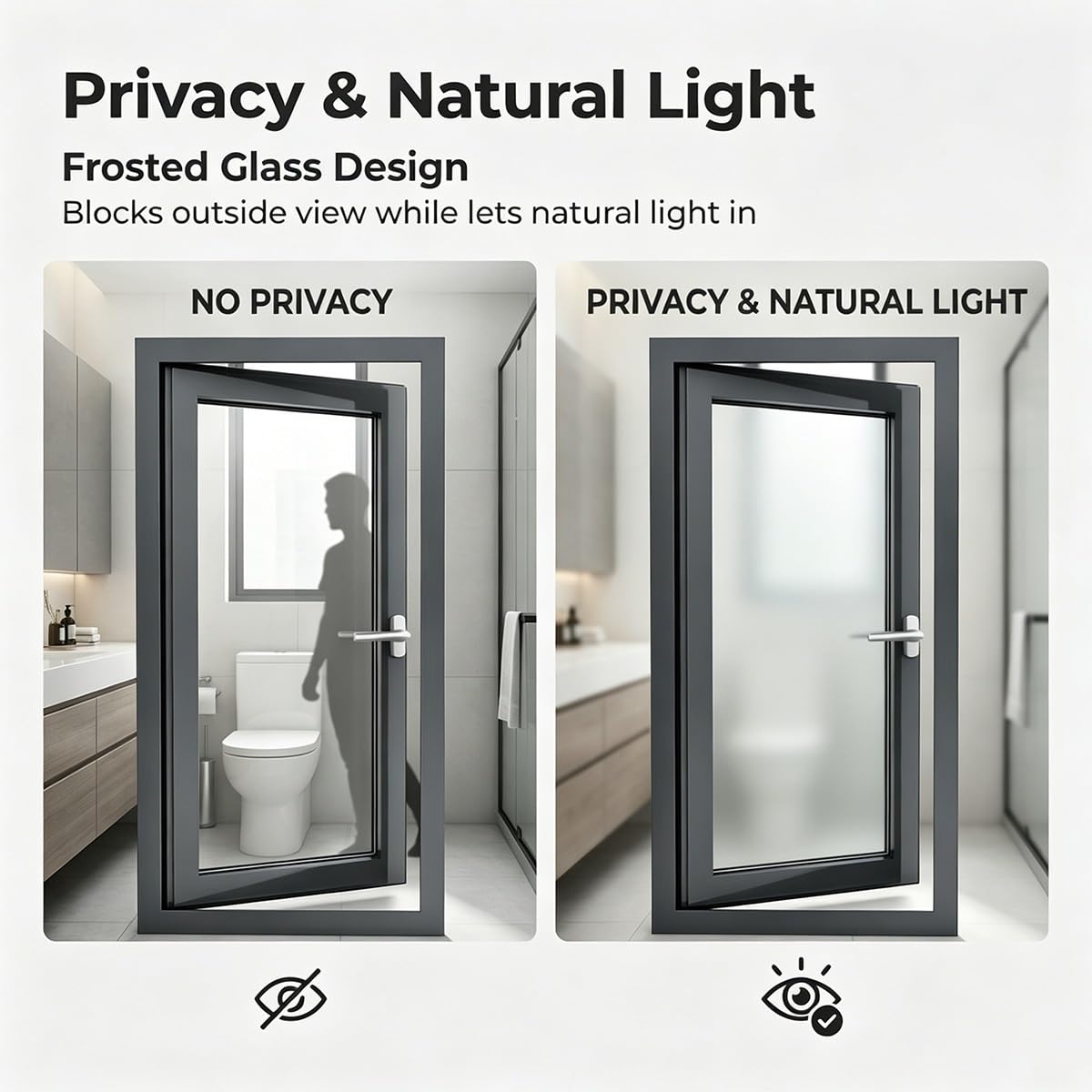 Ventana abatible de apertura interior, doble capa con vidrio, ventana de cobertizo para privacidad, ventana de baño con ventana de escape de emergencia disponible (blanco, 21 x 28 pulgadas)