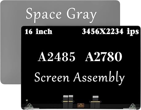 A2485 Screen Replacement for MacBook Pro 16" M1 2021 A2485 A2780 EMC 3651 661-21968 661-21969 LCD Screen Display Assembly Space Gray