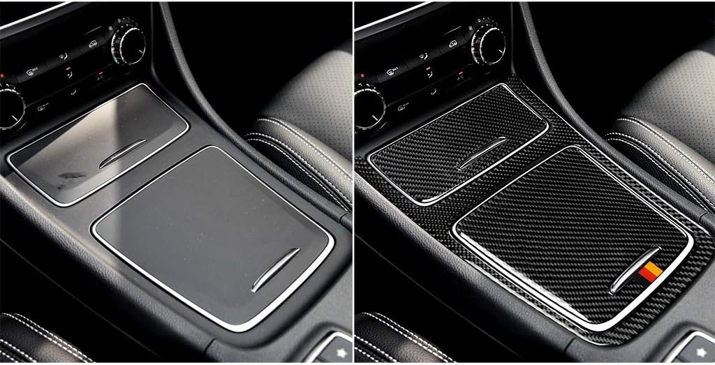 Carbon Fiber PC Vinyl Cover Trim Sticker Accessories Decoration Compatible with Mercedes-Benz GLA Black. (Dashboard Instrument Panel 39)