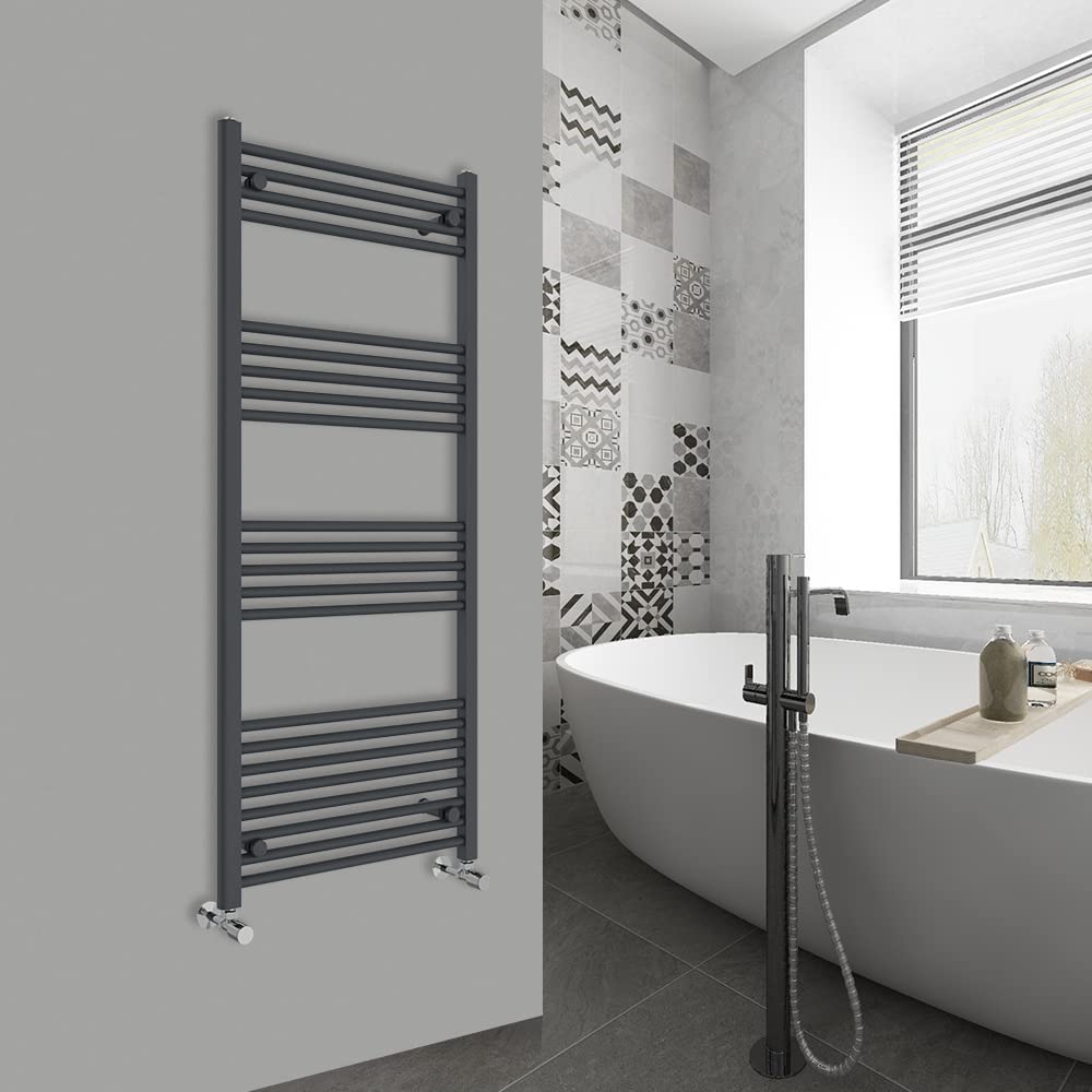 Warmehaus Anthracite Straight Bathroom Heated Towel Rail Ladder Radiator 1400X600mm