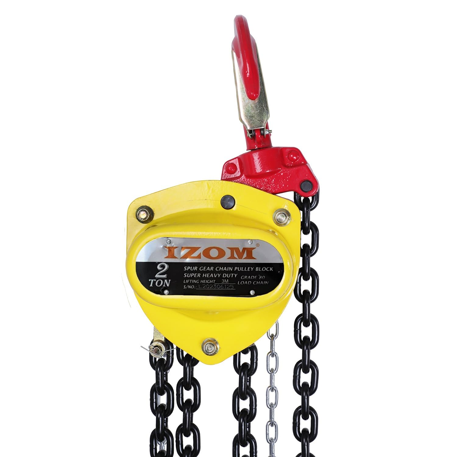 IZOM Hand Chain Pulley Block 2 Ton Heavy Duty Hand Hoist Manual 3 meter Lifting, 80 Grade Load Chain Pulley Steel Construction for Lifting Good in Transport, Warehouse, Workshop Garages