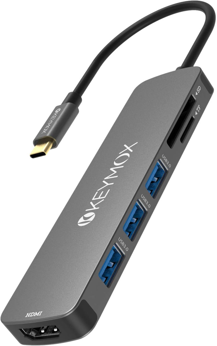 KEYMOX USB C Hub HDMI, MacBook Pro Multiport Adapter USB C Dongle, 4K USB-C to HDMI, 3 USB 3.0 Ports and SD/TF Cards Reader for MacBook Air Pro ChromeBook Pixel Matebook XPS (AZDS283)