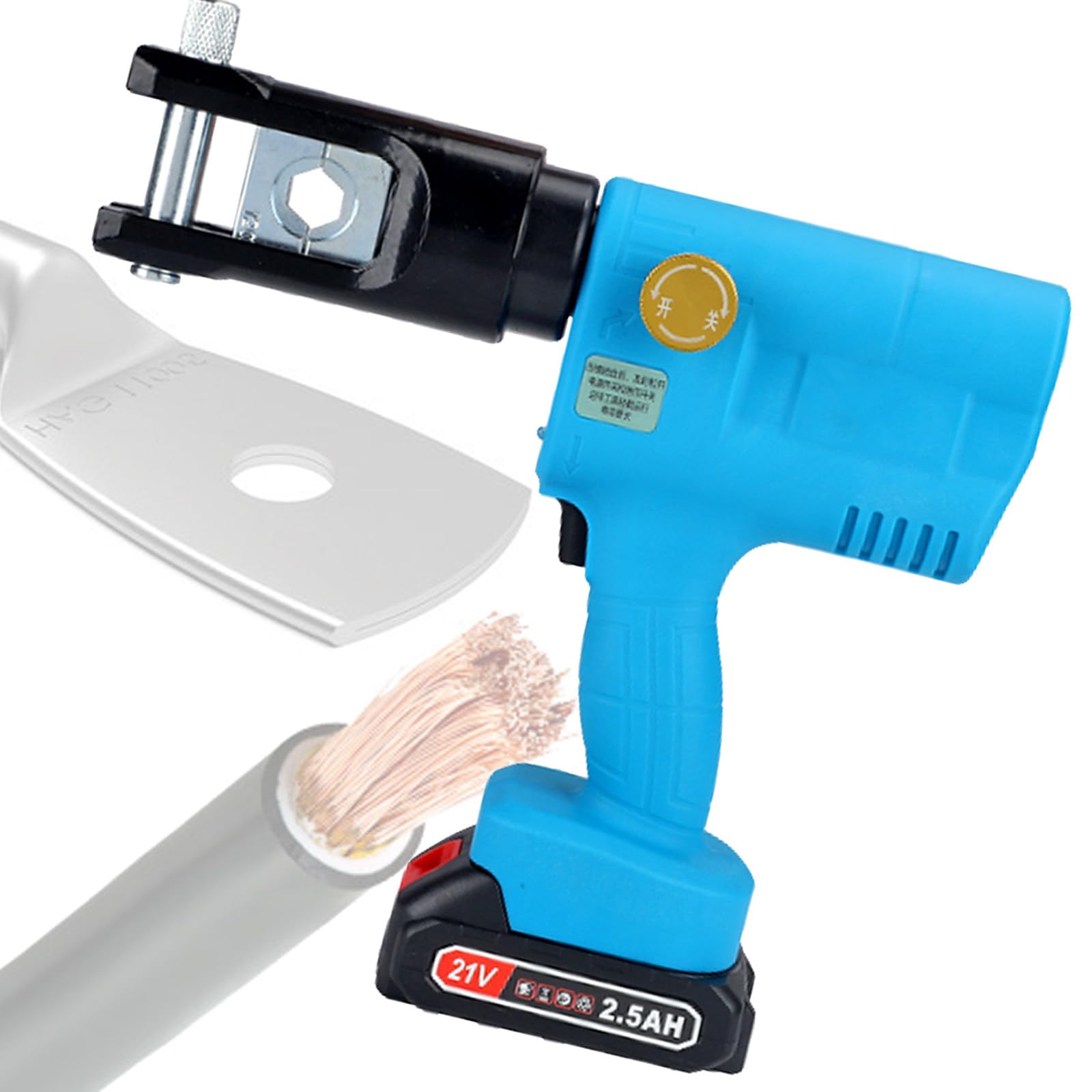 AYCDL Battery Operated Hydraulic Crimping Tool, Cordless Electric Crimper Kit, for Copper Aluminum Terminals, Portable Wiring Equipment