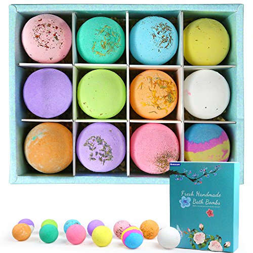 Aromacare 12 Bath Bombs for Women Kids Men Gift Set XL, Handmade Natural Spa Bath Bombs Kit, Therapeutic Bath Fizzies Bulk for Dry Skin, Perfect Gift Idea for Moms/Her/Hime