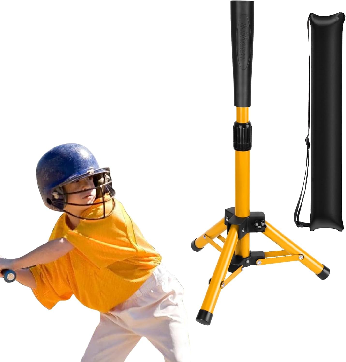 BOOSTEADY Baseball Batting Tee Portable, Hauteur Réglable Trépied de Softball, Tee de Frappe de Baseball Pliable, Tees d'Entraînement de Base-Ball avec Sac de Transport