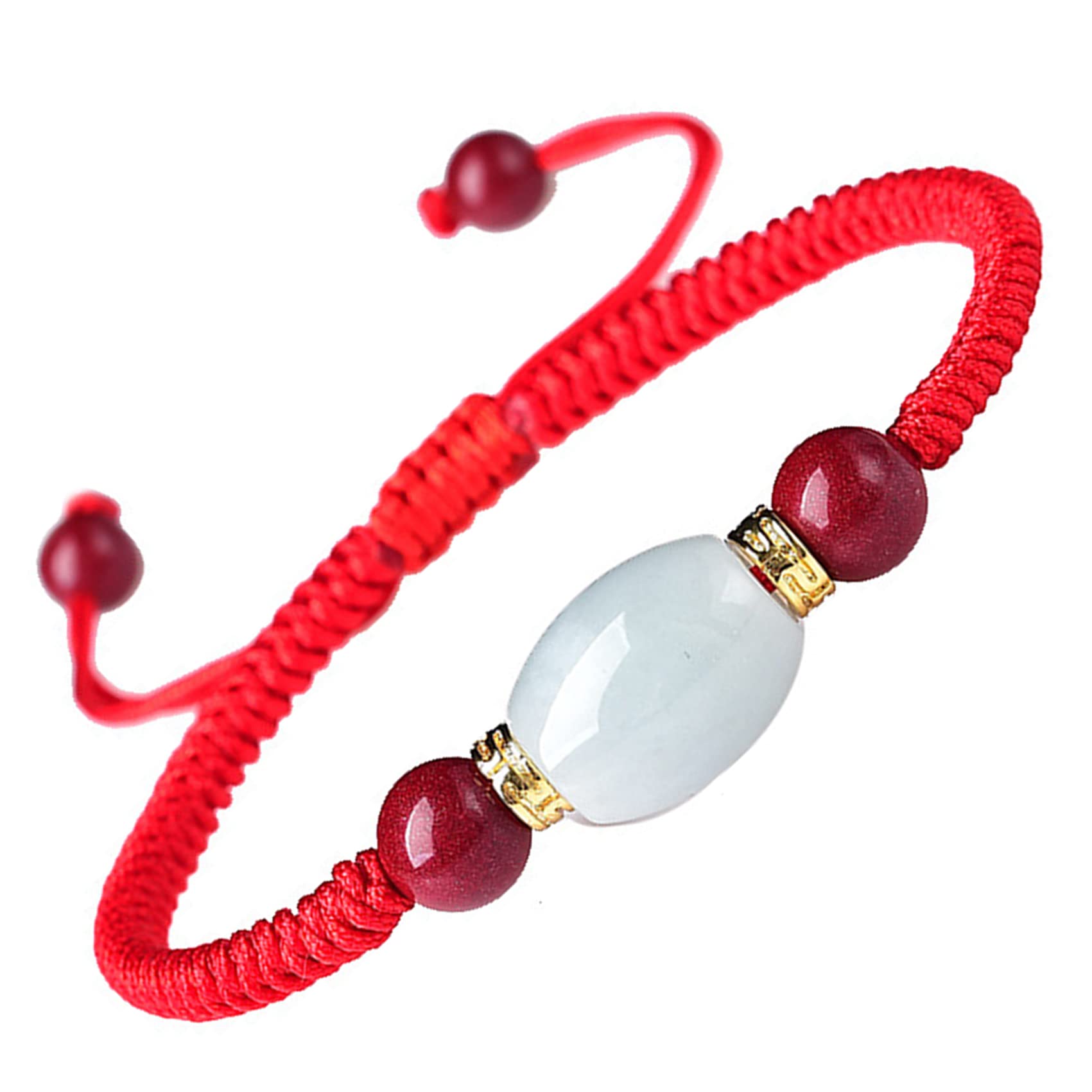 Pulsera de Cristal, Pulsera de Hilo Rojo, Pulsera Cuentas for Amuleto, espaciadoras cinabrio, Piedra talismán Ajustable