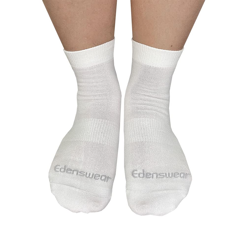 Edenswear Chaussettes hydratantes en Tencel infusé de zinc pour adulte souffrant d'eczéma (blanc, L)