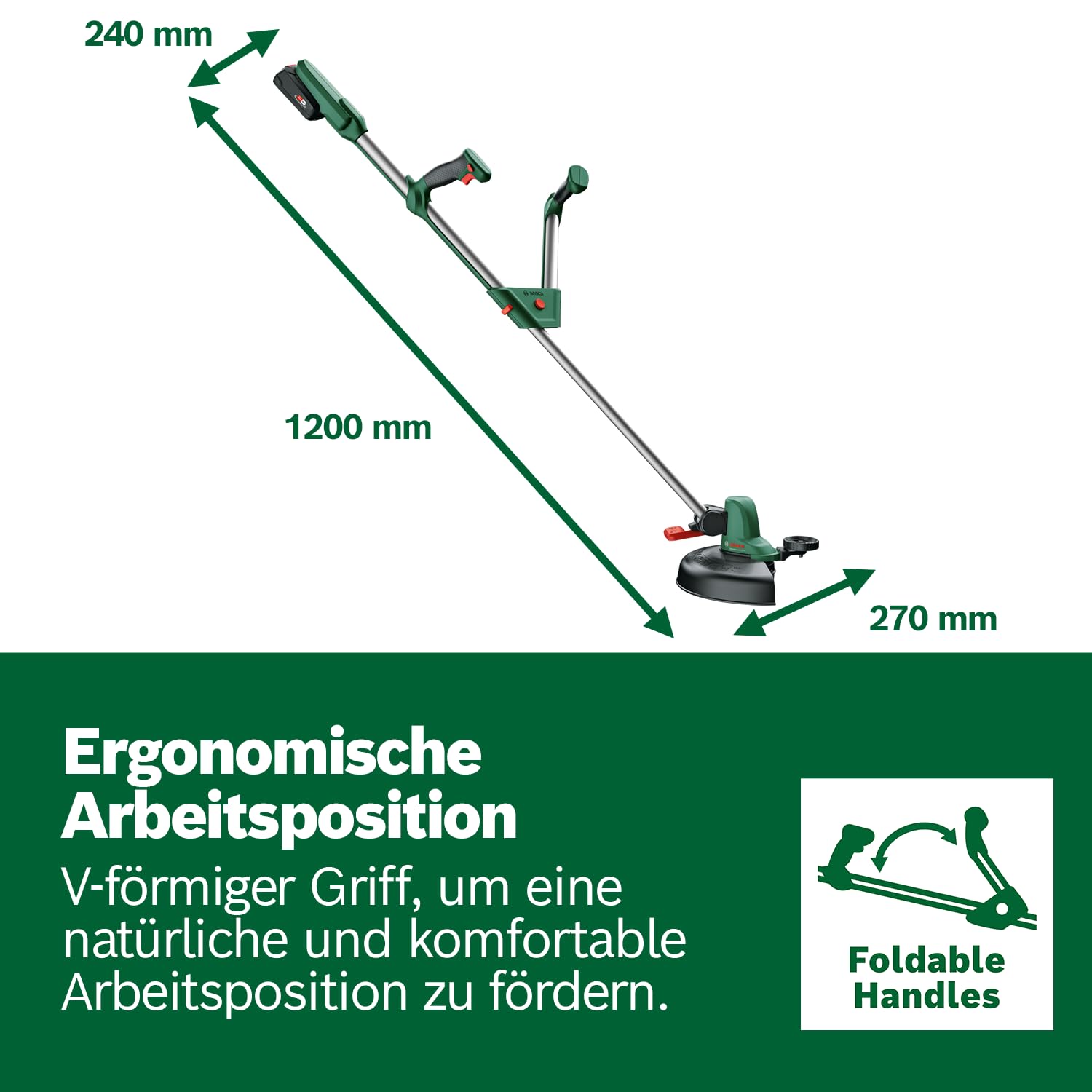 Bosch Akku Rasentrimmer UniversalGrassCut 18V-26 (ohne Akku, 18 Volt System, Schnittkreisdurchmesser: 26 cm, verstellbare Handgriffe, im Karton)