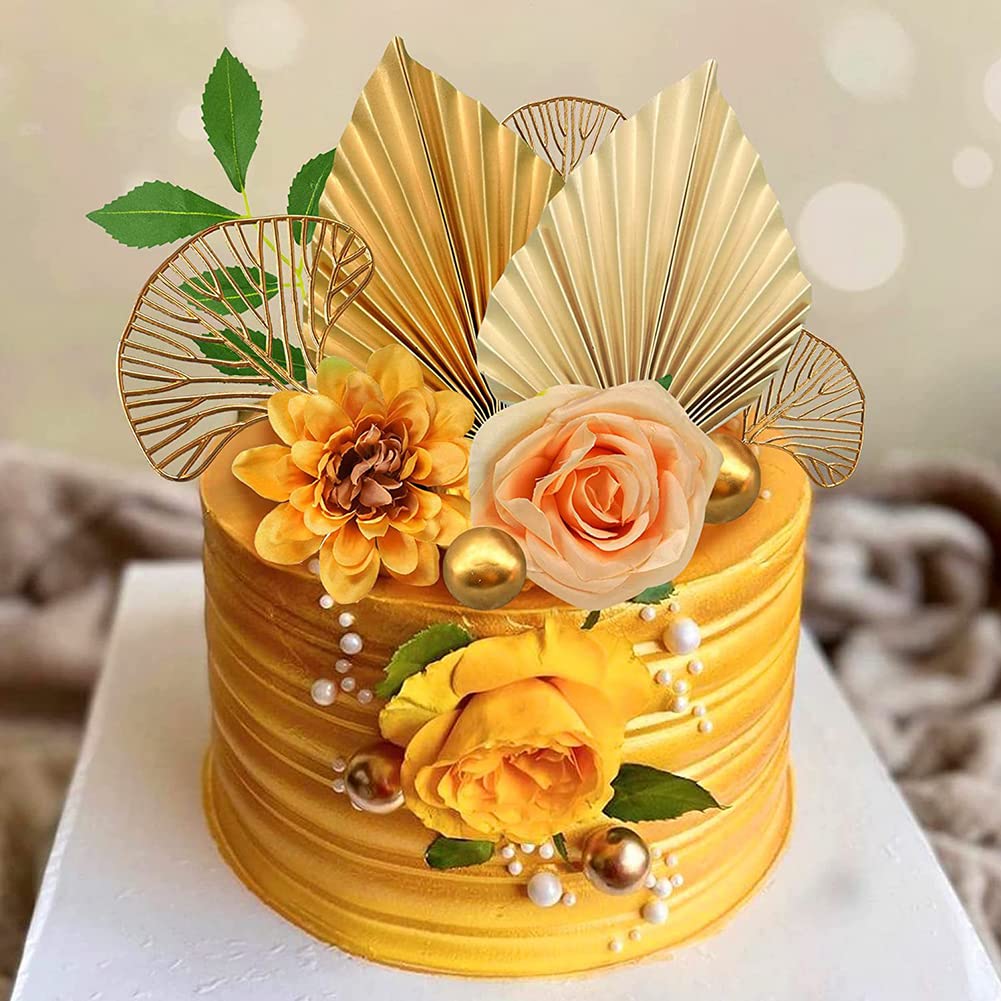 WIDEBG Taartdecoratie, boho, taartdecoratie, bruiloft, taartdecoratie, verjaardag, taarttopper, ballen, palmbladeren, taartdecoratie, bloemen, taartdecoratie, bol, taarttopper, goud
