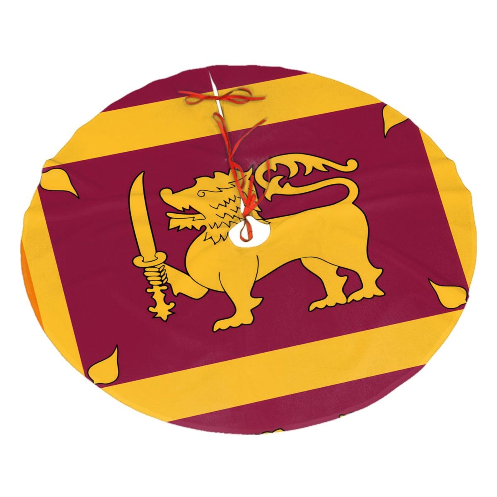 Sri Lanka Flag30 Christmas Tree Skirt Christmas Plush Tree Skirt Indoor and Outdoor Decoration