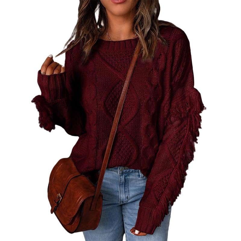 Womens Oversized Sweaters Chunky Cable Knit Pullover Loose Crewneck Long Sleeve Sweater Jumper Tops Fall Outfits