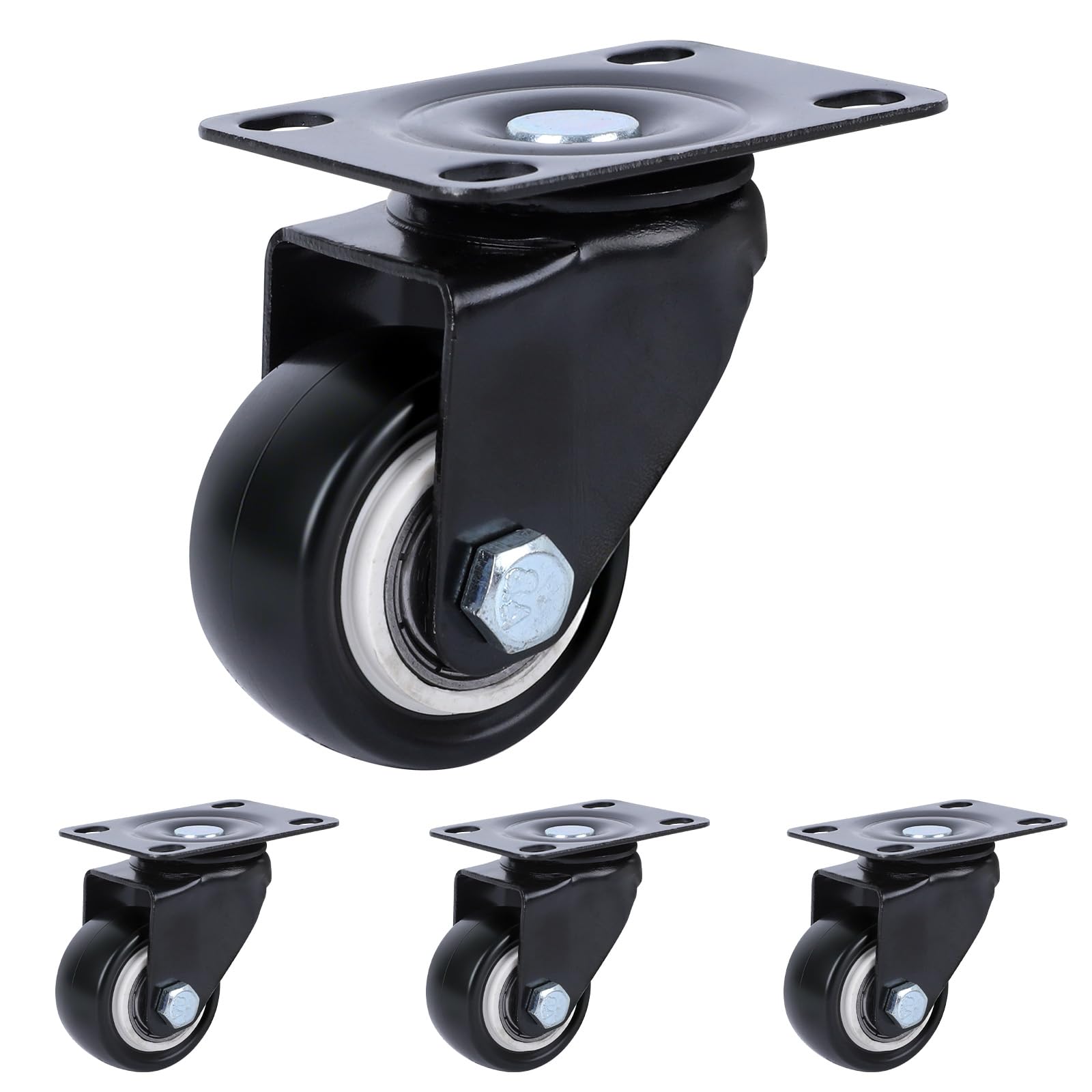 Nfbcxutkw 4 Swivel Casters 1.5 Inch Heavy Duty Casters Set Of 4, 4 Swivel, Black Pu
