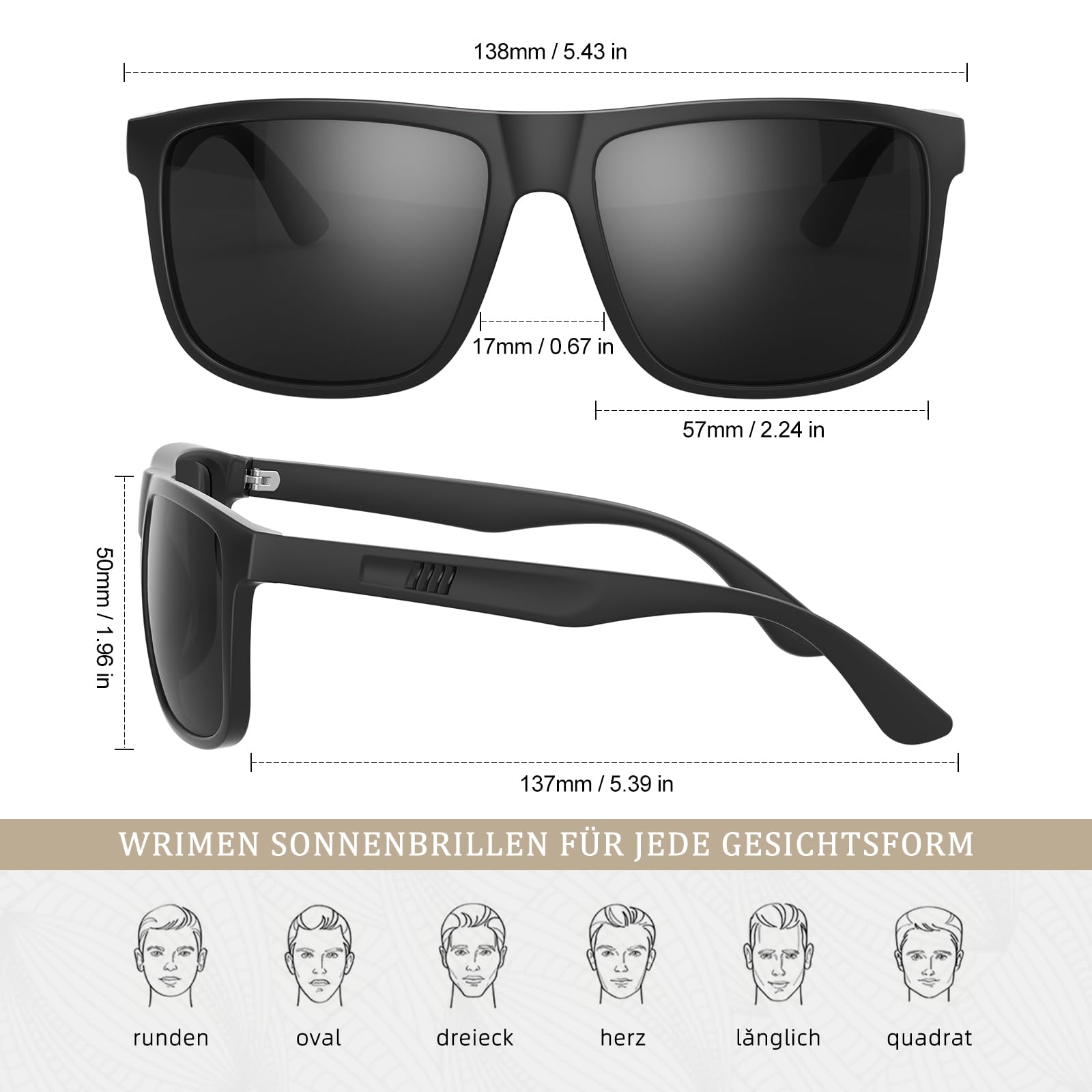 Sonnenbrille Herren-Polarisiert-UV400 Schutz-Mode-Retro-Unisex-Ultraleicht-Sonnenbrillen-Klassisch Rechteckig-Outdoor Sport Brille für Fahren Reise Angeln